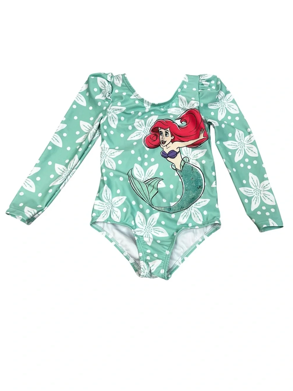 Disney Little Mermaid Long Sleeve Swimsuit Toddler Girls' Swimwear Size 3T Beach